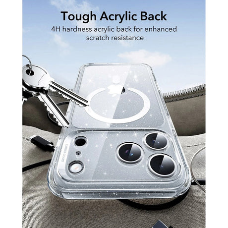 ESR iPhone 17 Pro Classic Hybrid Case m. Camera Control Knap - MagSafe Kompatibel - Gennemsigtig / Glimmer