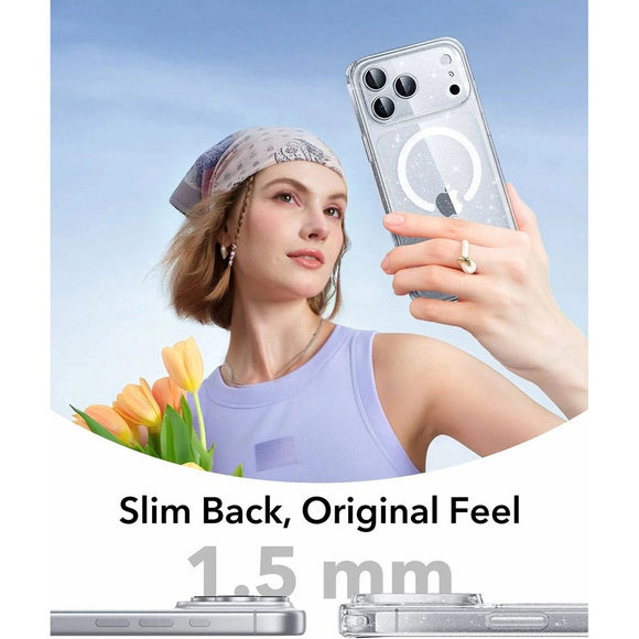 ESR iPhone 17 Pro Classic Hybrid Case m. Camera Control Knap - MagSafe Kompatibel - Gennemsigtig / Glimmer