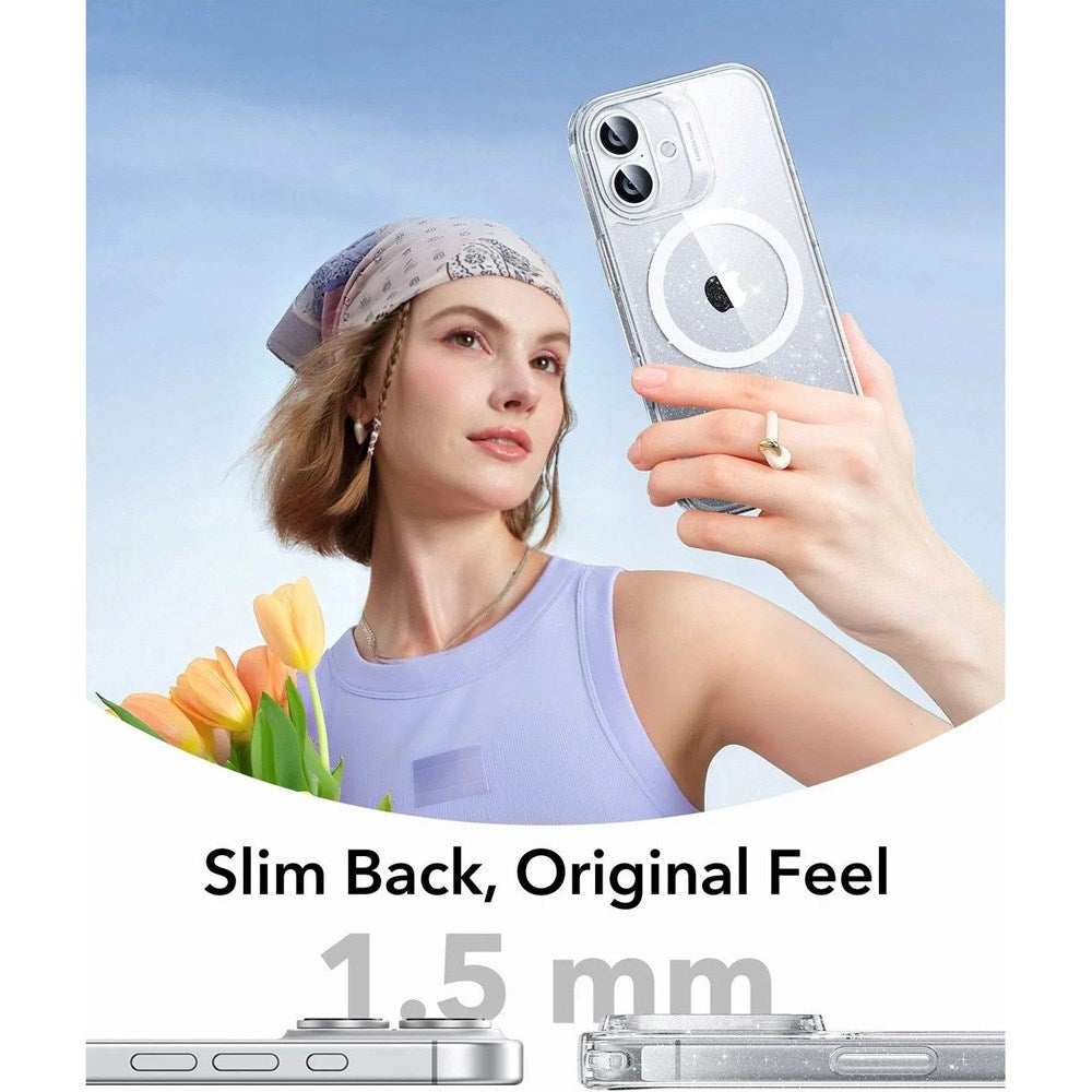 ESR iPhone 17 Classic Hybrid Case m. Camera Control Knap - MagSafe Kompatibel - Gennemsigtig / Glimmer