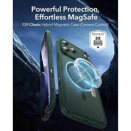 ESR iPhone 17 Pro Max Classic Hybrid Case m. Camera Control Knap - MagSafe Kompatibel - Mat Grøn