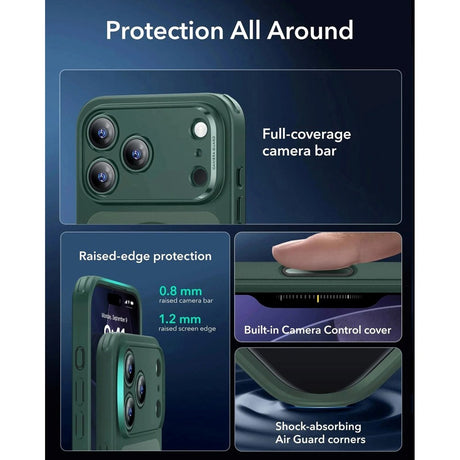 ESR iPhone 17 Pro Max Classic Hybrid Case m. Camera Control Knap - MagSafe Kompatibel - Mat Grøn