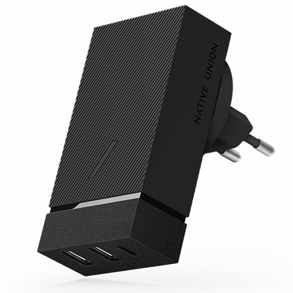 Native Union Smart Hub PD 45W Vægoplader / Rejseadapter m. USB-A & USB-C - Sort
