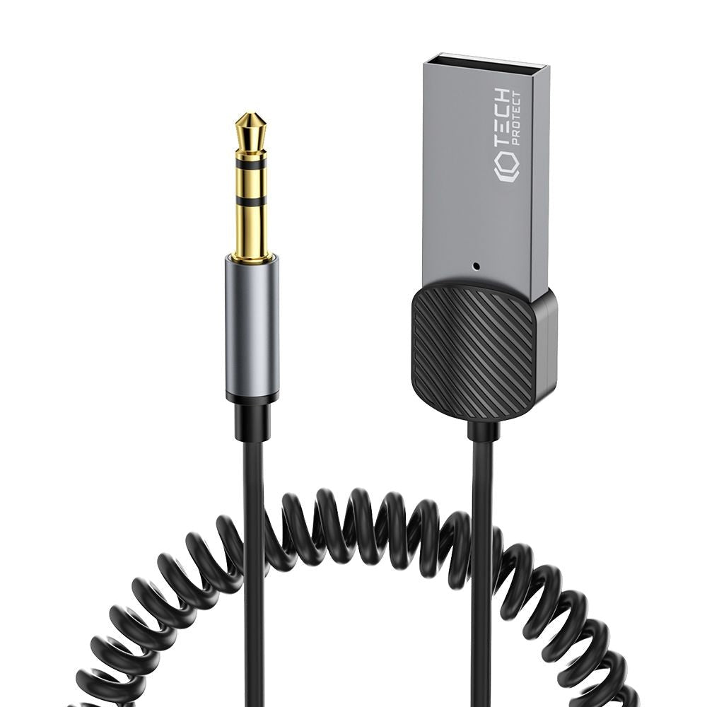 Tech-Protect Ultraboost USB-A til AUX Kabel m. Bluetooth - 1m - Grå