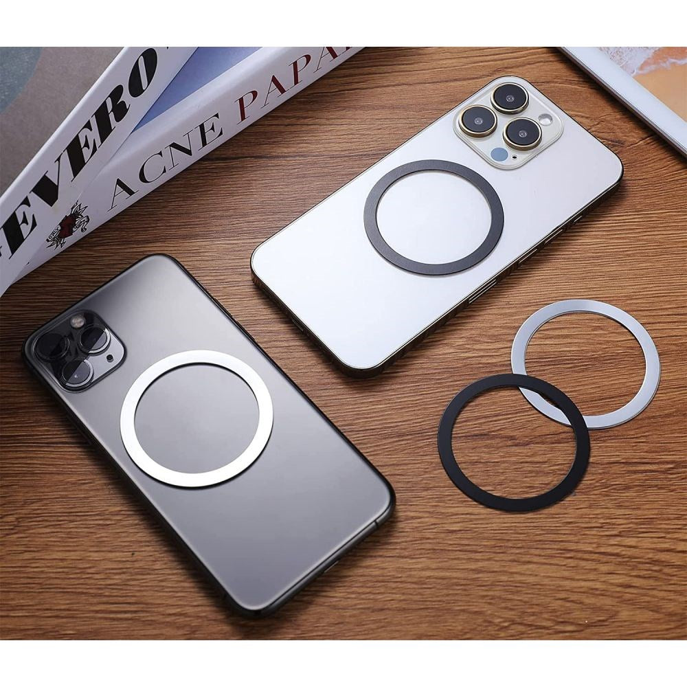 Tech-Protect MagSafe Kompatibel Magnetisk Ring - 2 Pack - Sort / Sølv