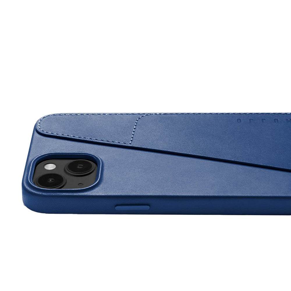 Mujjo iPhone 14 Plus Leather Wallet Case - Blå