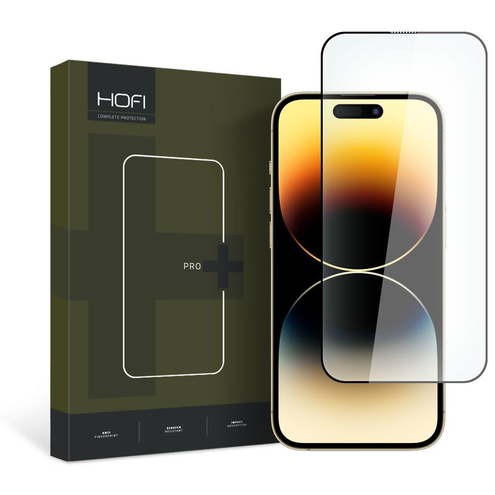 iPhone 15 Pro Hofi Glass Pro+ Hærdet Glas Skærmbeskyttelse - Case Friendly - Sort Kant