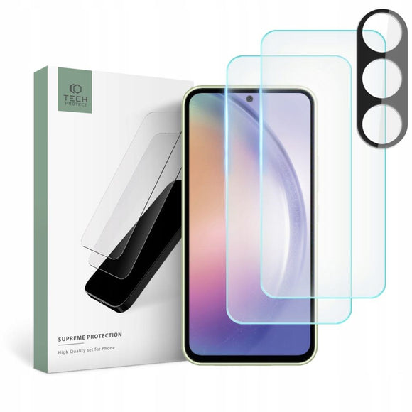 Samsung Galaxy A54 (5G) Tech-Protect Supreme Beskyttelsessæt - 2 x Skærmbeskyttelse og Kameralinsebeskyttelse - Gennemsigtig