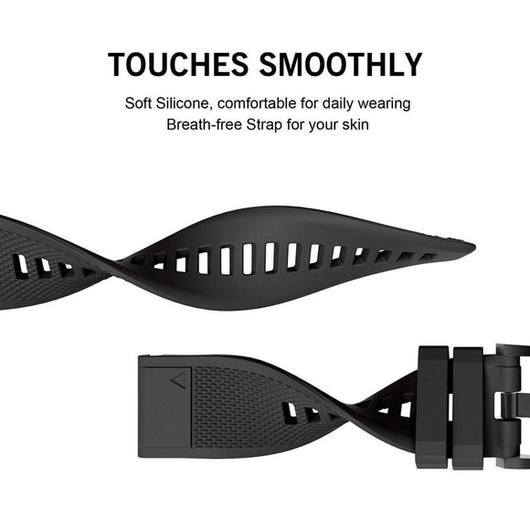 Universal Garmin 22mm QuickFit Rem Tech-Protect Smooth Silikone Rem - Sort