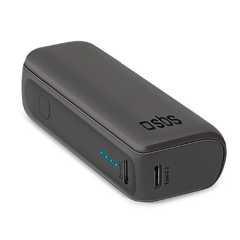 SBS NanoTube Powerbank 10W m. USB-A & USB-C - 5.000 mAh - Sort (DEMO)