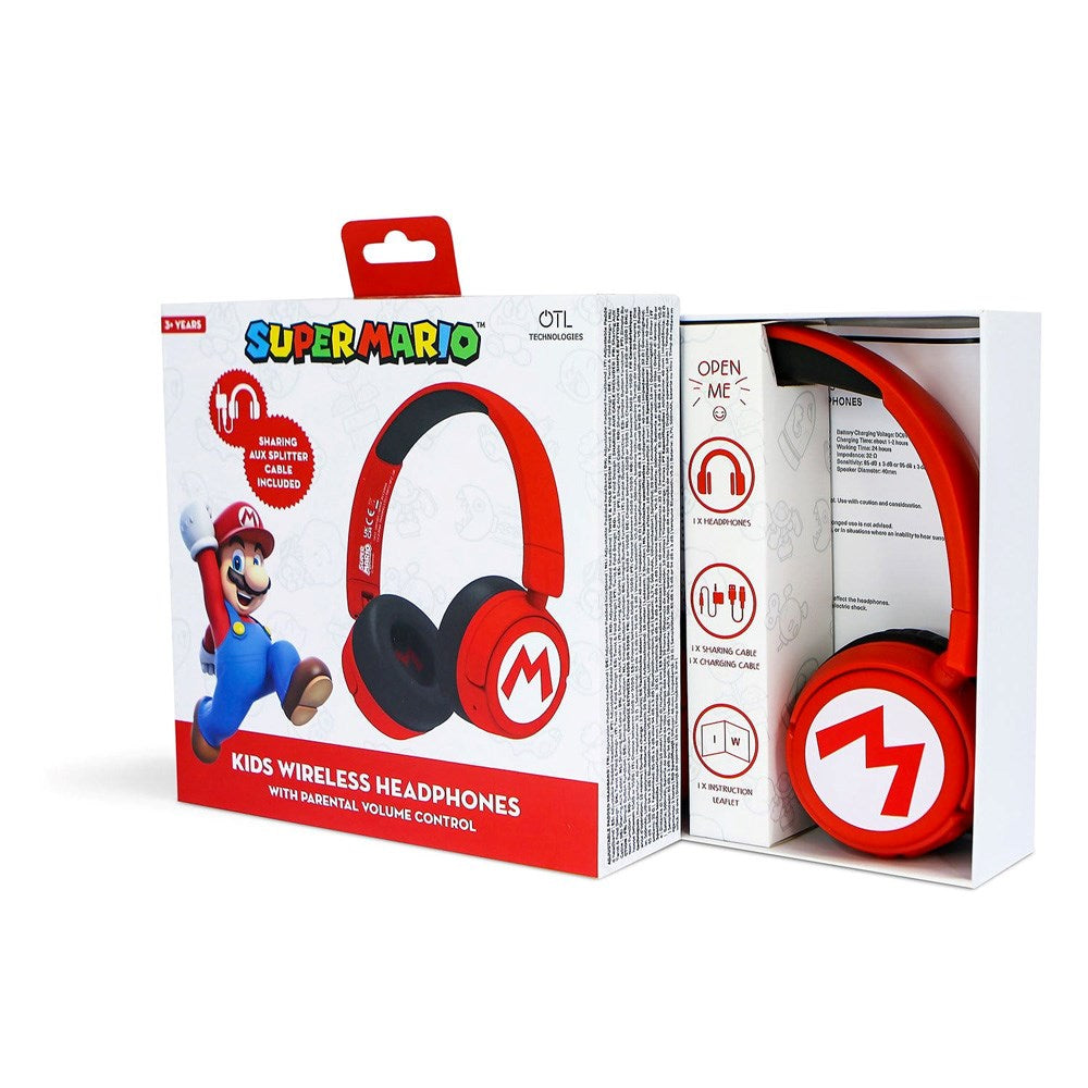 Super Mario OTL On-Ear Trådløse Høretelefoner til Børn - Rød / Sort