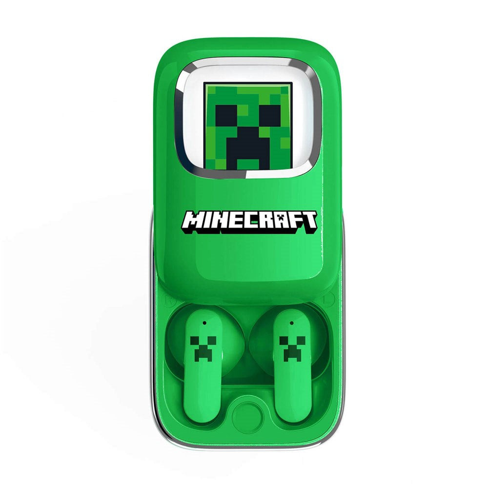 Minecraft OTL True Wireless In-Ear Headset m. Skub-Op Opladningsetui - Grøn