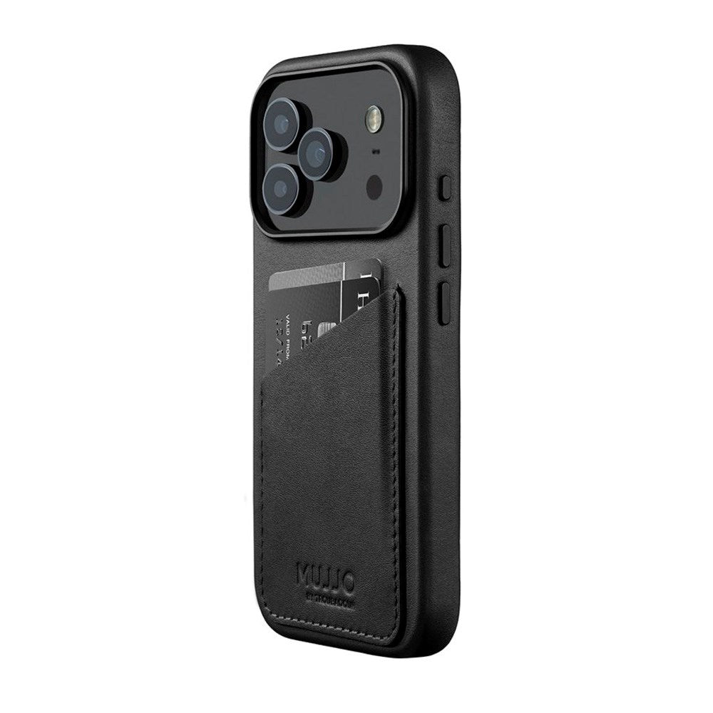 Mujjo iPhone 17 Pro Wallet Leather Case - MagSafe Kompatibel - Black