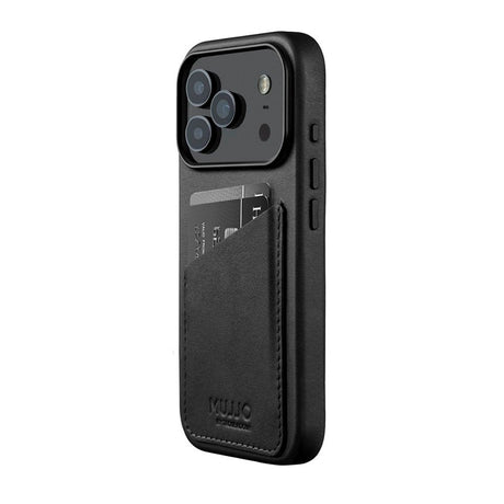 Mujjo iPhone 17 Pro Wallet Leather Case - MagSafe Kompatibel - Black