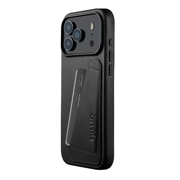 Mujjo iPhone 17 Pro Max Wallet Leather Case - MagSafe Kompatibel - Black