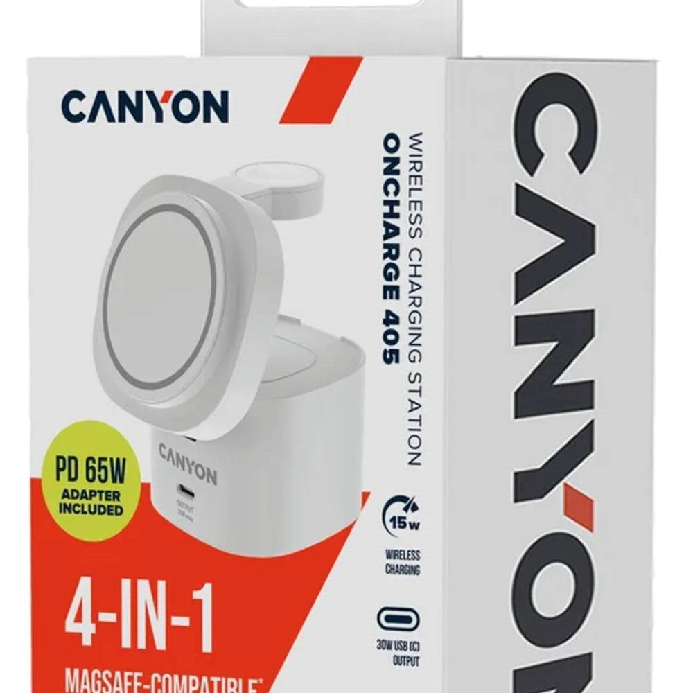 Canyon WCS-205 15W Qi2 2-i-1 Trådløs Oplader - MagSafe Kompatibel - Hvid