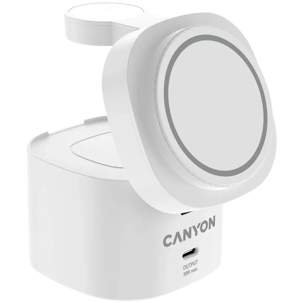 Canyon WCS-205 15W Qi2 2-i-1 Trådløs Oplader - MagSafe Kompatibel - Hvid