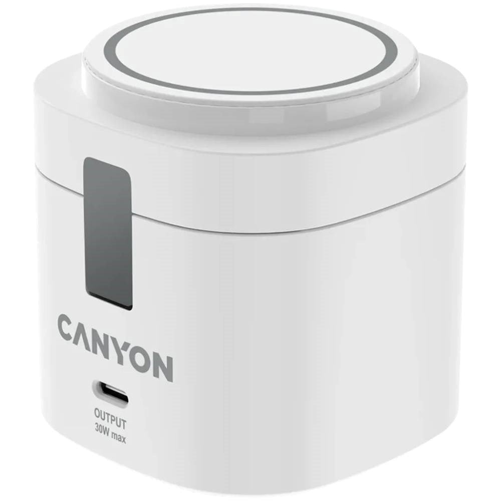 Canyon WCS-205 15W Qi2 2-i-1 Trådløs Oplader - MagSafe Kompatibel - Hvid