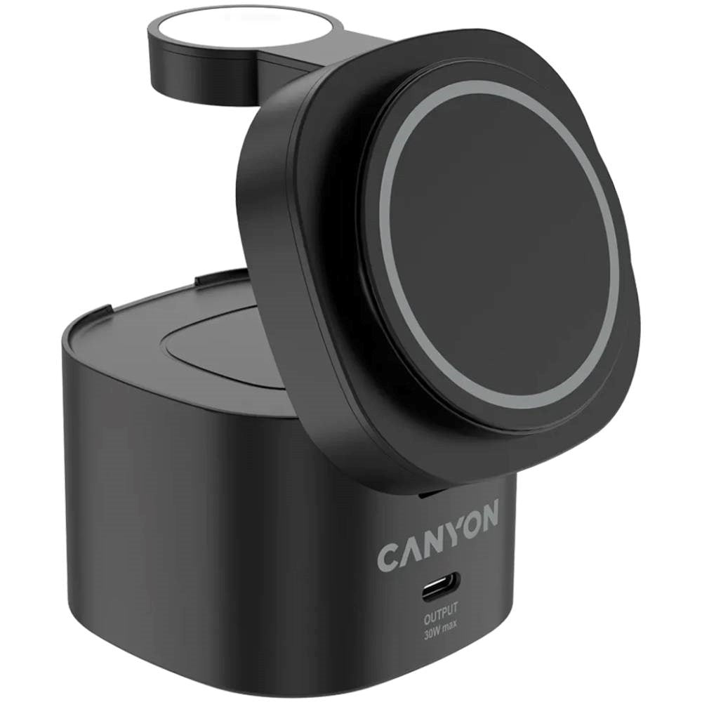 Canyon WCS-205 15W Qi2 2-i-1 Trådløs Oplader - MagSafe Kompatibel - Sort