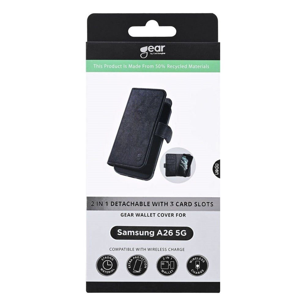 Samsung Galaxy A26 (5G) GEAR 2-in-1 Wallet Genanvendt Kunstlæder Cover m. Pung - Sort
