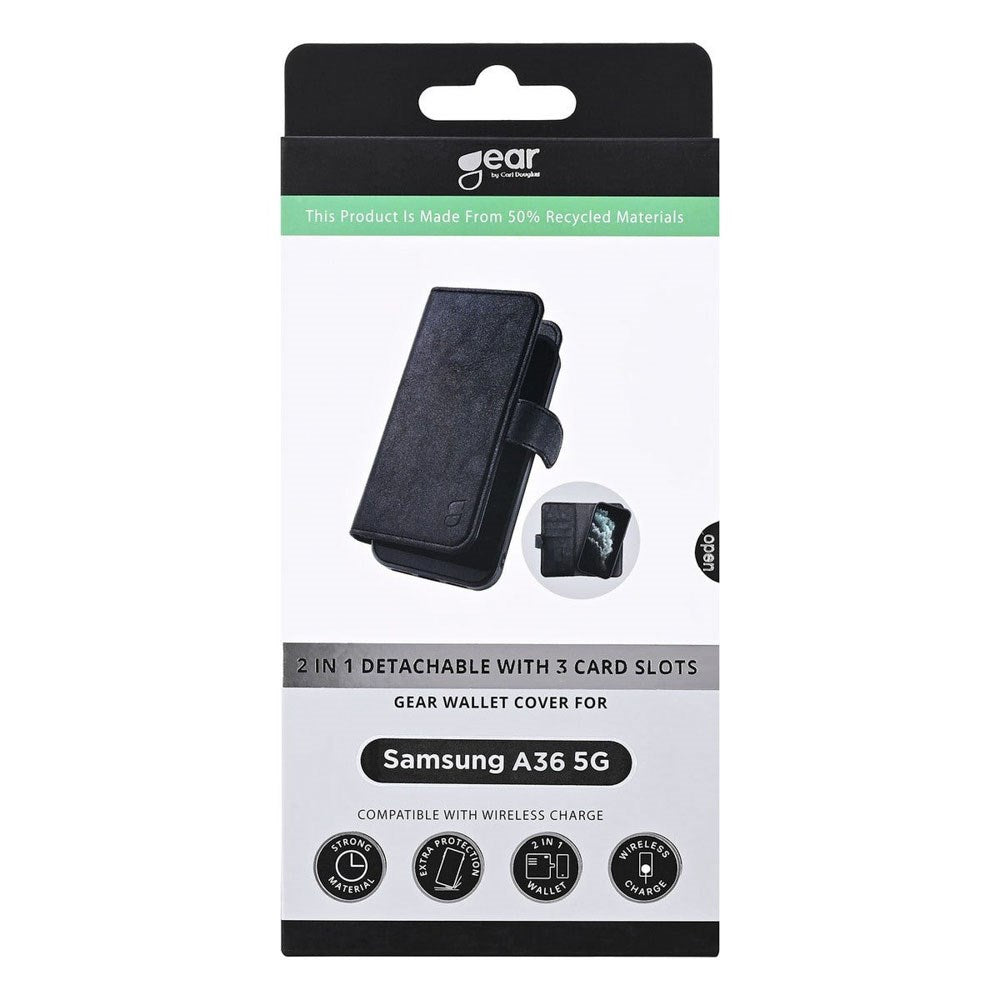 Samsung Galaxy A36 (5G) GEAR 2-in-1 Wallet Genanvendt Kunstlæder Cover m. Pung - Sort