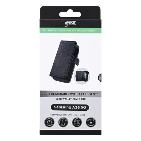 Samsung Galaxy A36 (5G) GEAR 2-in-1 Wallet Genanvendt Kunstlæder Cover m. Pung - Sort