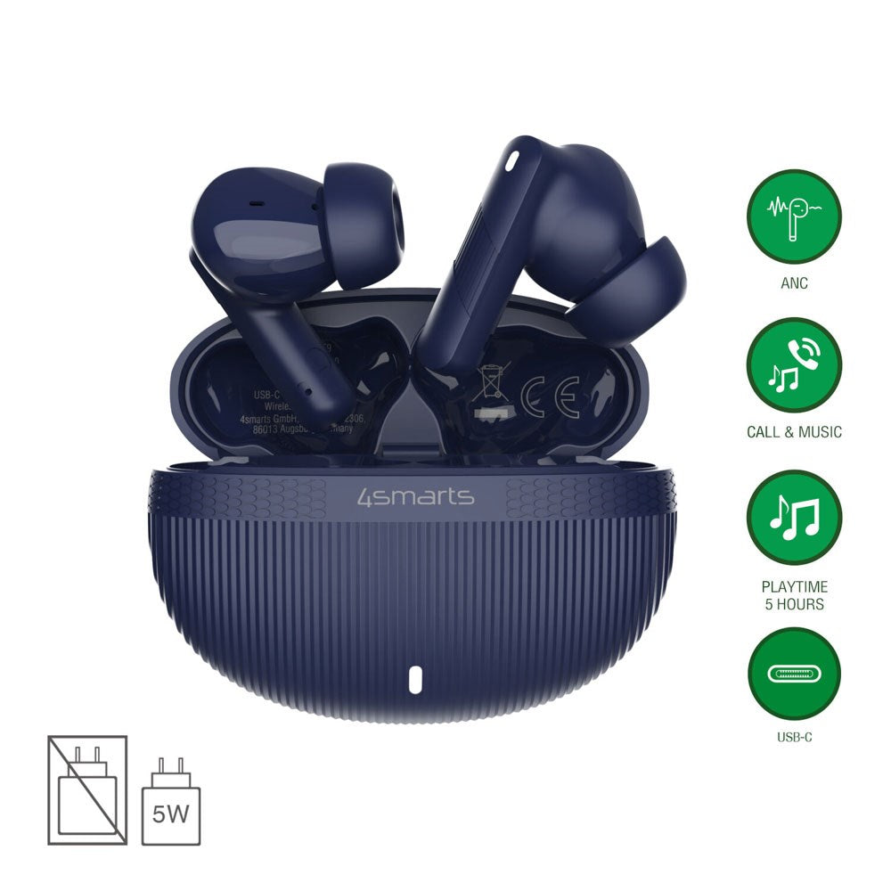 4smarts True Wireless SkyBuds Pro Høretelefoner m. Aktiv Støjreduktion - In-Ear - Blå