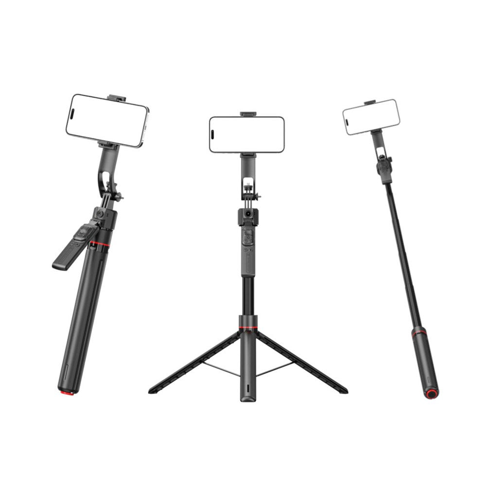 4smarts 360 AI Tripod Selfie Stick m. Ansigtssporing & Fjernbetjening - Sort