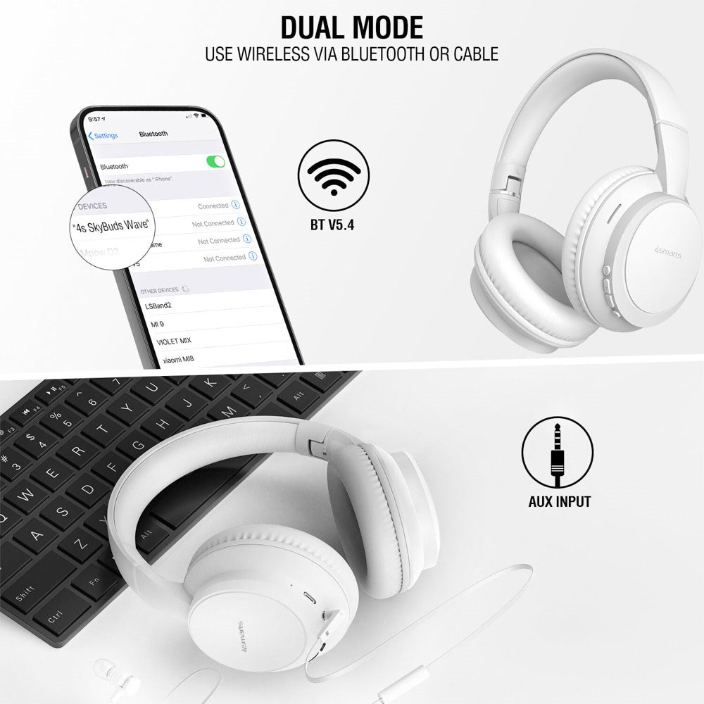 4smarts True Wireless SkyBuds Wave Høretelefoner - Over-Ear - Hvid