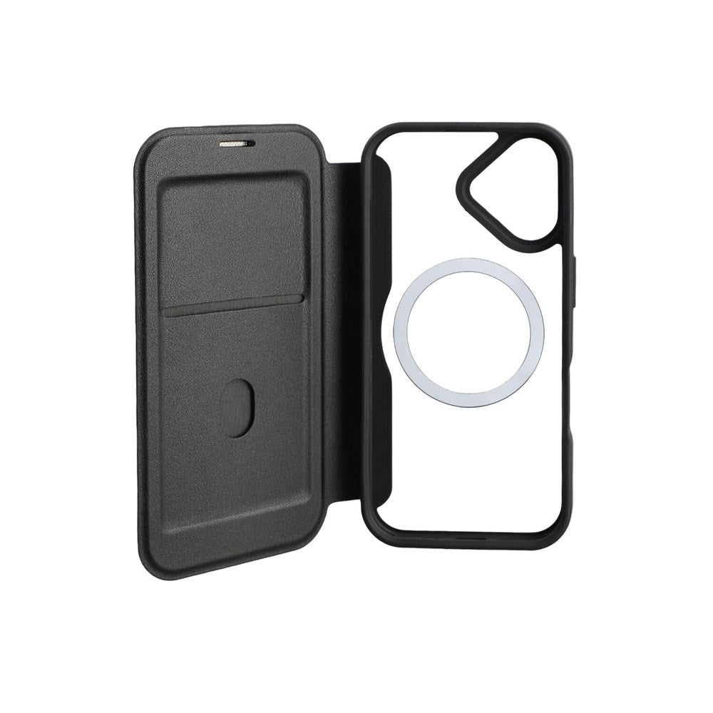 iPhone 17 4smarts Urban Pro Flip Cover - MagSafe Kompatibel - Gennemsigtig / Sort