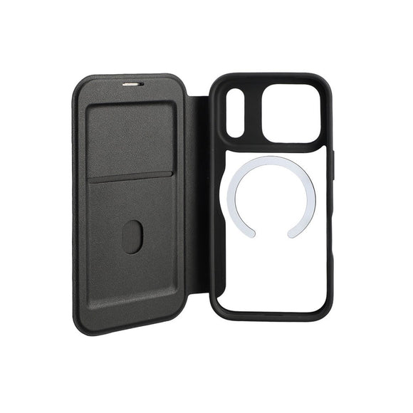 iPhone 17 Pro 4smarts Urban Pro Flip Cover - MagSafe Kompatibel - Gennemsigtig / Sort