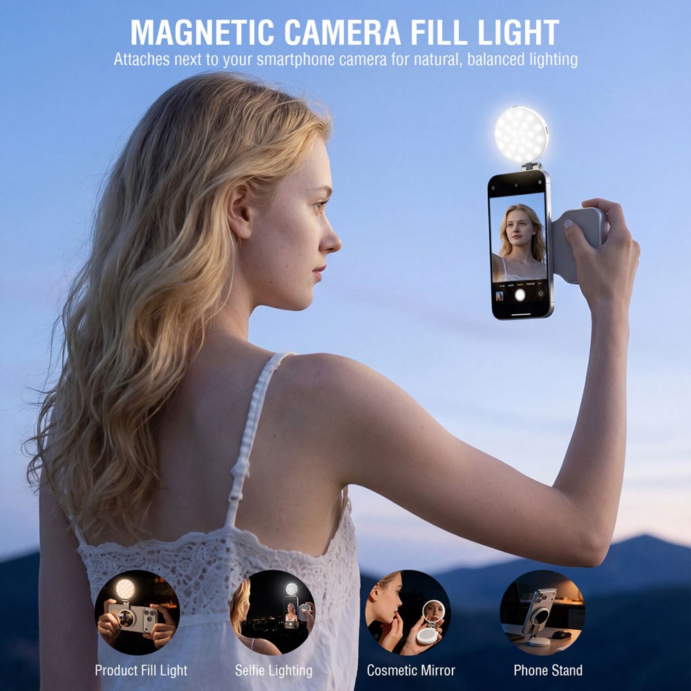 4smarts Kameragreb til Smartphone m. LED-Lys & Fjernbetjening - Hvid