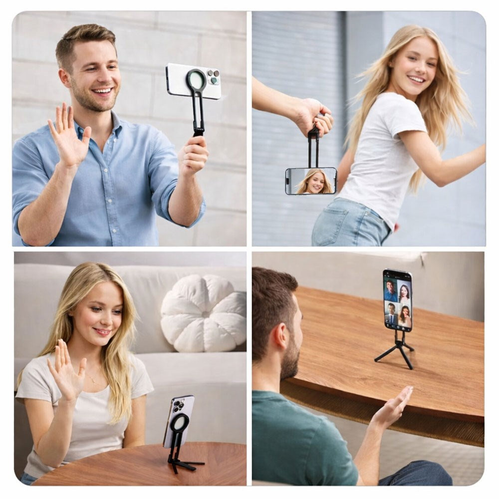 4smarts Foldbar Tripod til Smartphone - MagSafe Kompatibel - Sort