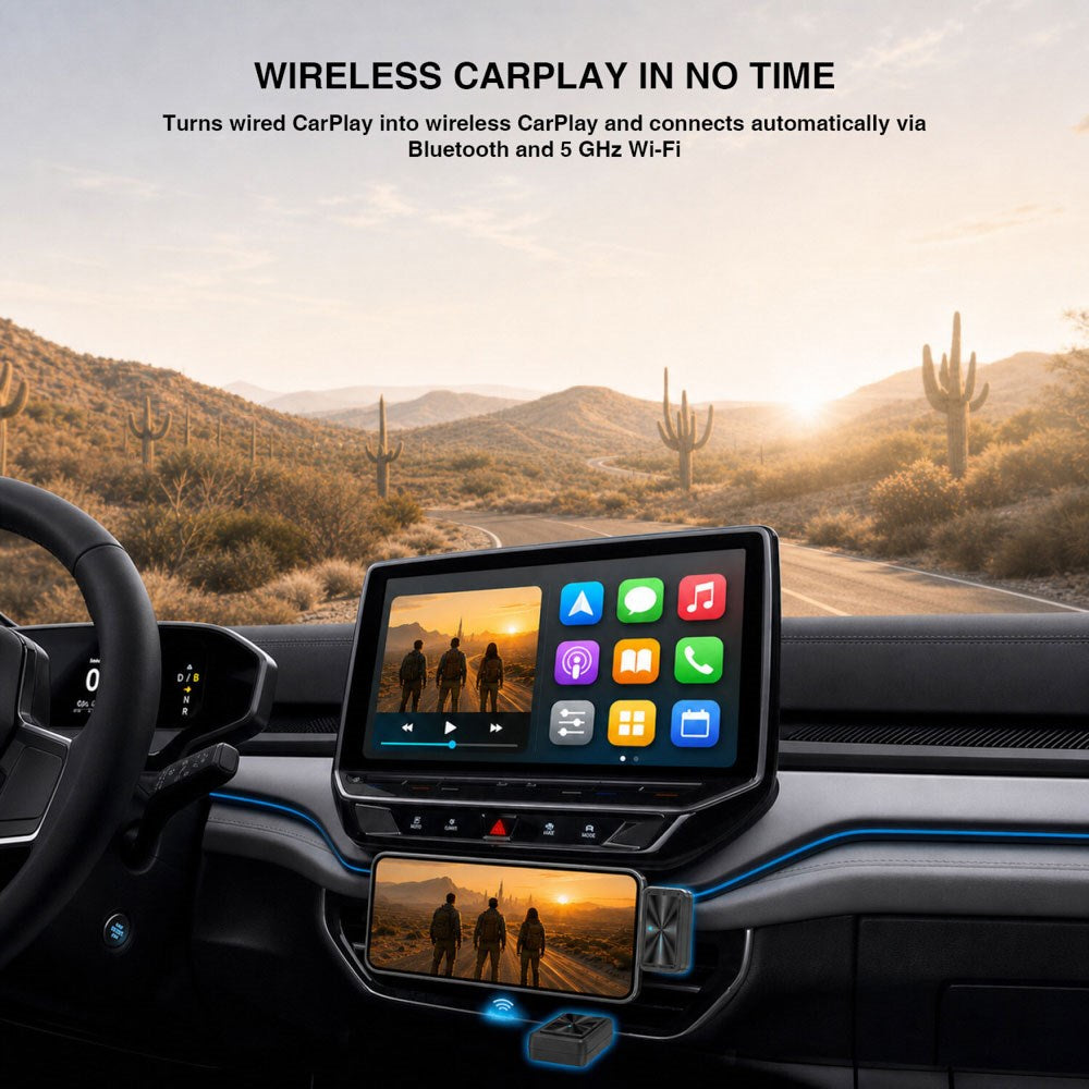 4Smarts Trådløs Adapter m. Skærmdublering til Apple CarPlay & Android Auto - Sort