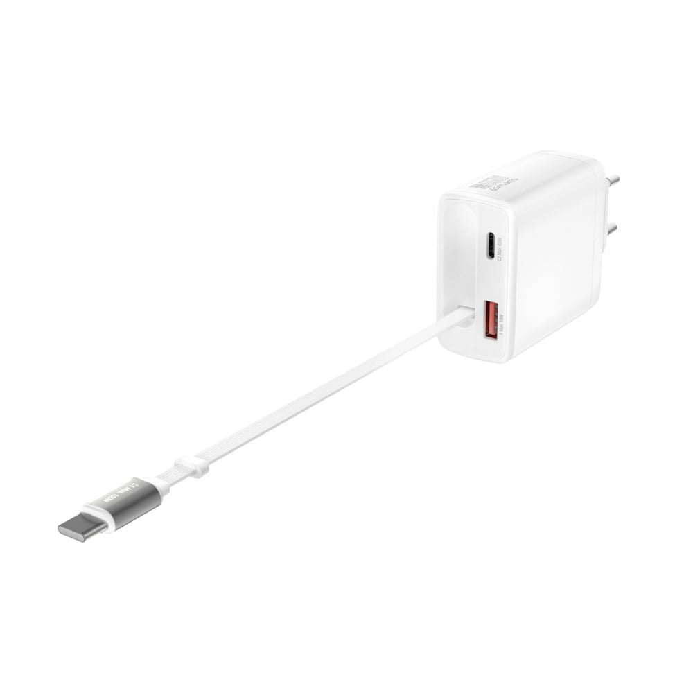 Vægoplader PD (Power Delivery) 65W 4smarts Jojo m. USB-C og USB-A - Hvid