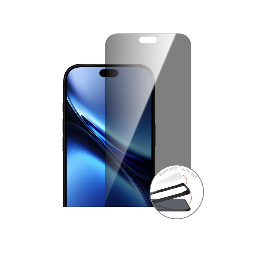 iPhone 18 Pro Max 4Smarts Second Glass Skærmbeskyttelse m. Monteringsramme - Privacy Funktion - Gennemsigtig