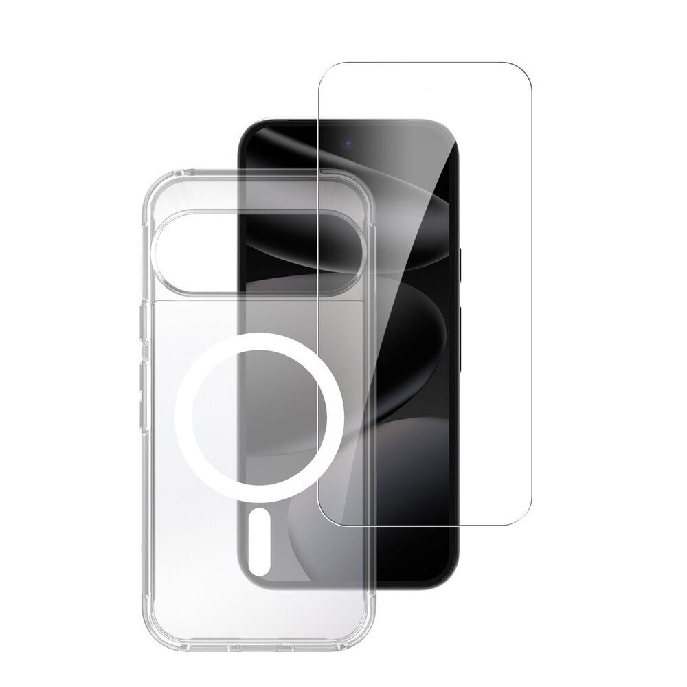 Google Pixel 11 / 11 Pro / 10 / 10 Pro / 9 / 9 Pro 4Smarts 360° Protection Set m. Cover & Skærmbeskyttelsesglas - Qi2 Kompatibel - Gennemsigtig