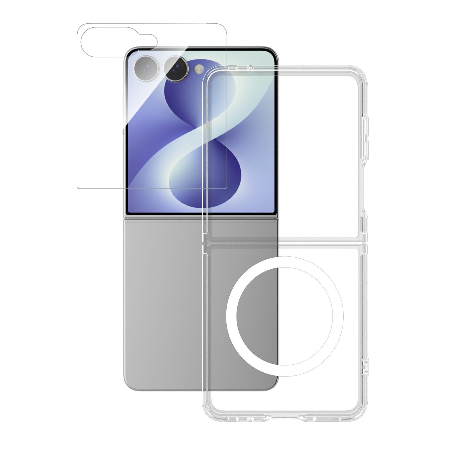 Samsung Galaxy Z Flip8 4Smarts 360° Protection Set m. Cover & Skærmbeskyttelsesglas - Gennemsigtig