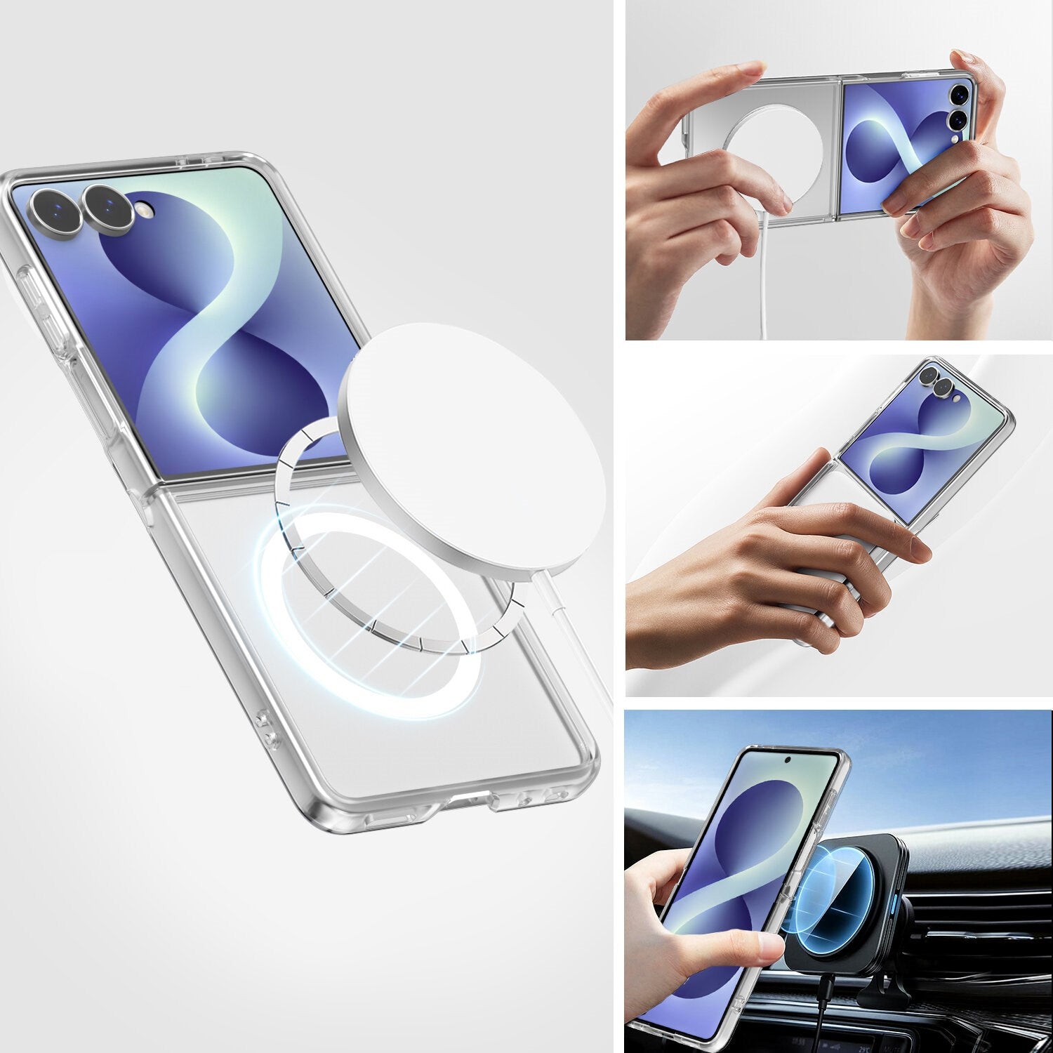 Samsung Galaxy Z Flip8 4Smarts 360° Protection Set m. Cover & Skærmbeskyttelsesglas - Gennemsigtig