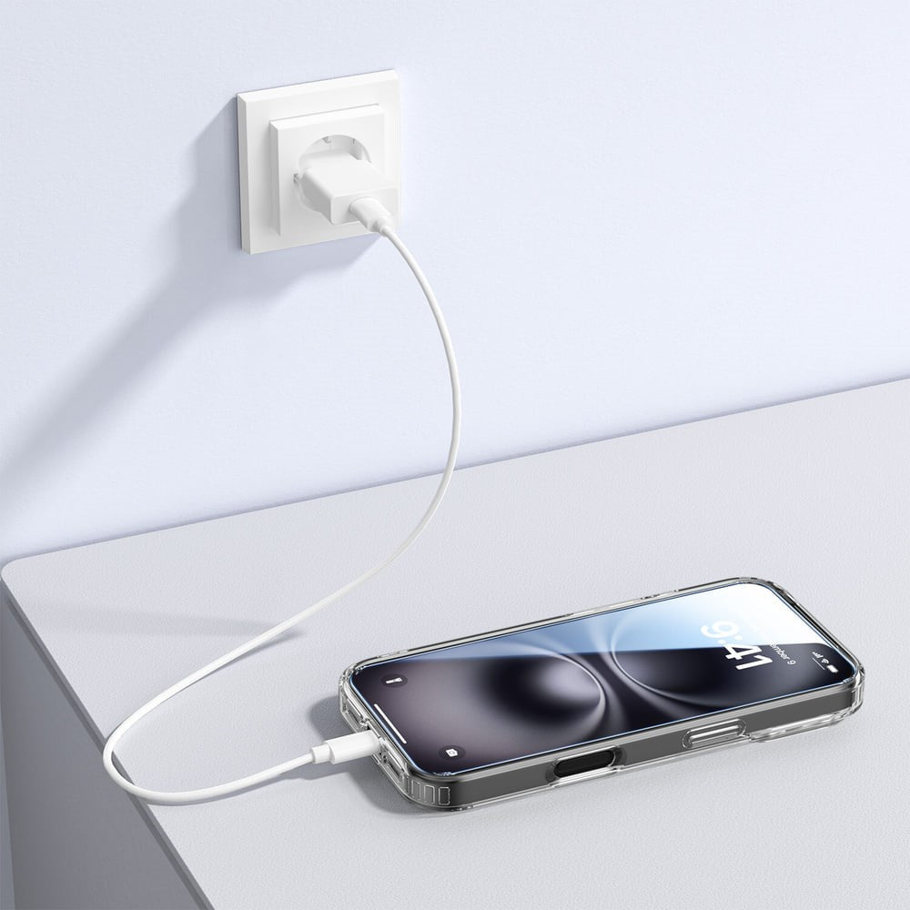 iPhone 18 Pro Max / 17 Pro Max 4Smarts 3-i-1 Premium Starter Set - MagSafe Cover, Skærmbeskyttelse & 20W Vægoplader - Gennemsigtig / Hvid