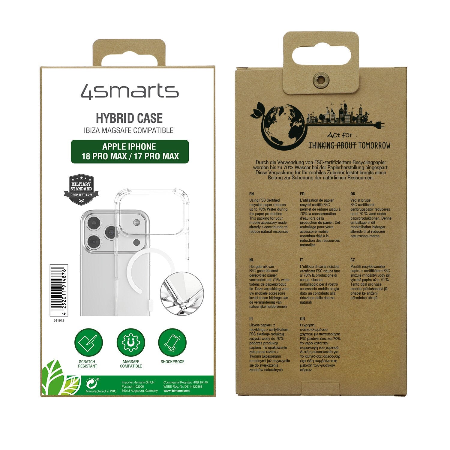 iPhone 18 Pro Max / 17 Pro Max 4Smarts IBIZA Hybrid Cover - MagSafe Kompatibel - Gennemsigtig