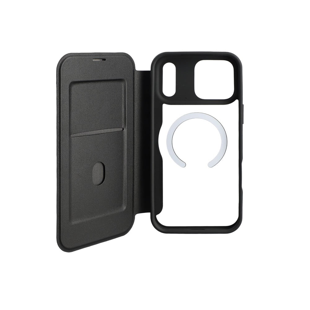 iPhone 18 Pro Max / 17 Pro Max 4smarts Urban Pro Flip Cover - MagSafe Kompatibel - Gennemsigtig / Sort