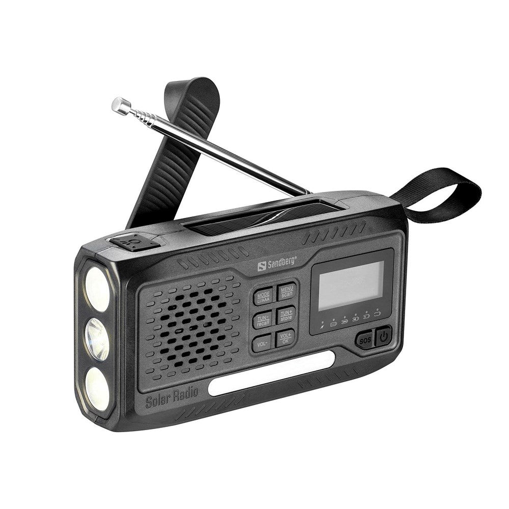 Sandberg Active Survivor Nødradio m. 4500mAh Solcelle Powerbank & DAB / FM-Radio - Sort