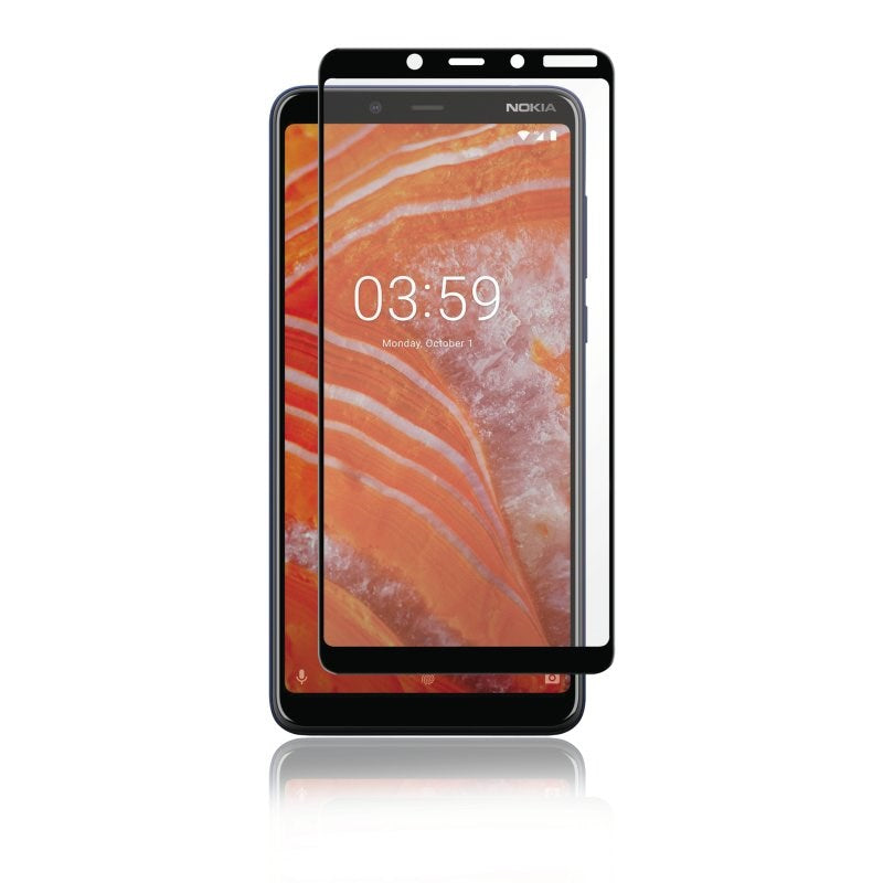Nokia 3.1 Plus PANZER Premium Hærdet Glas Skærmbeskyttelse m. Sort Ramme - Full Fit'