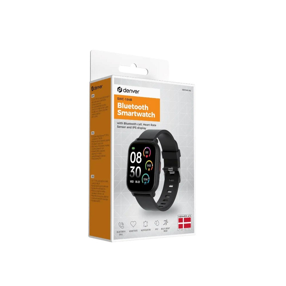 Denver SWC-184 Bluetooth Smartwatch m. Sundhedssporing - Sort