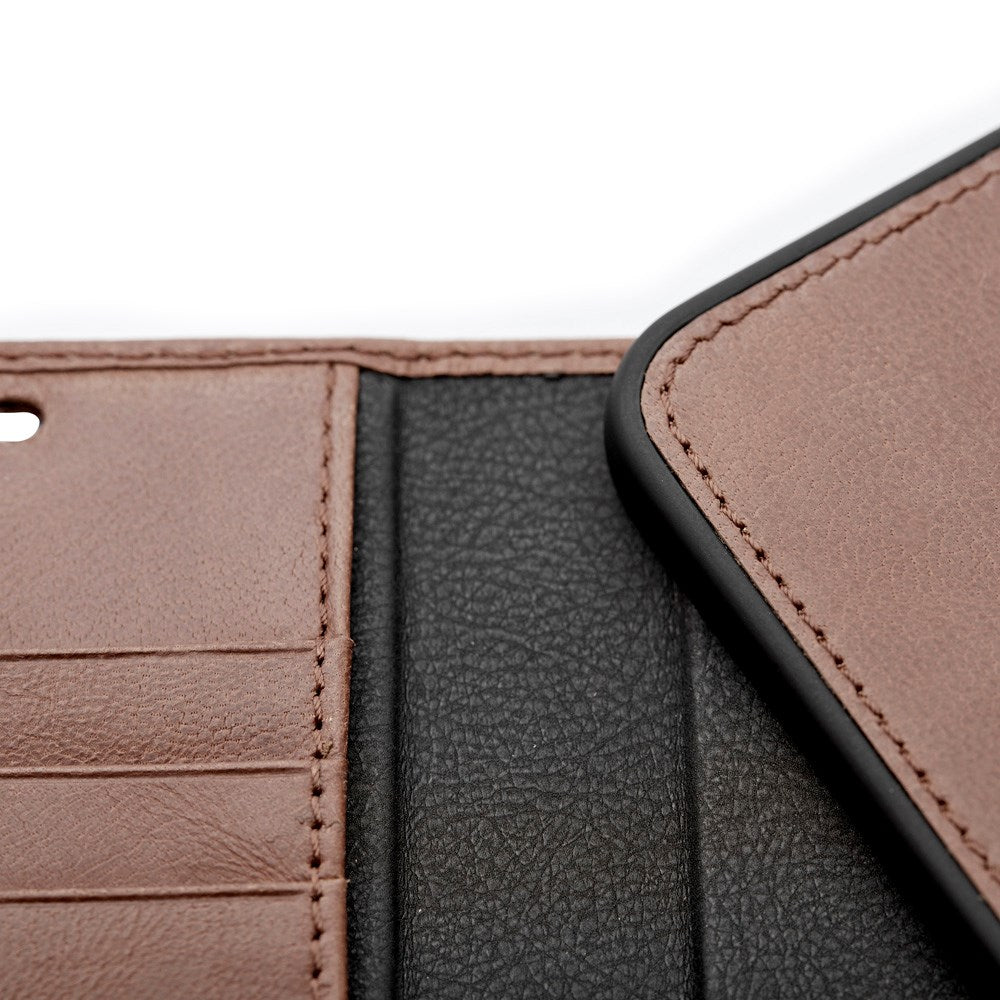Trunk iPhone 12 Mini Ægte Læder Flip Cover m. Aftageligt Bagsidecover - Brun