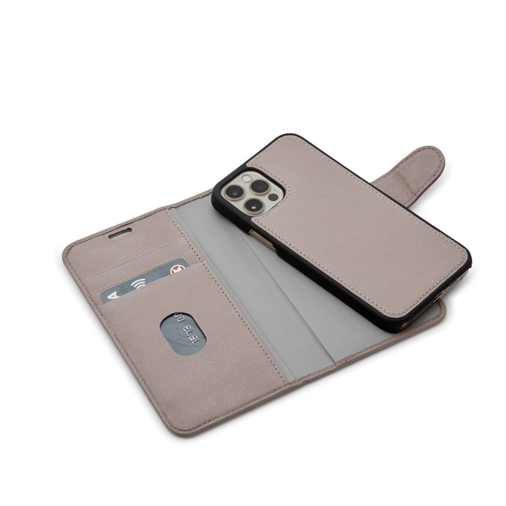 Trunk iPhone 12 Mini Ægte Læder Flip Cover m. Aftageligt Bagsidecover - Lyserød