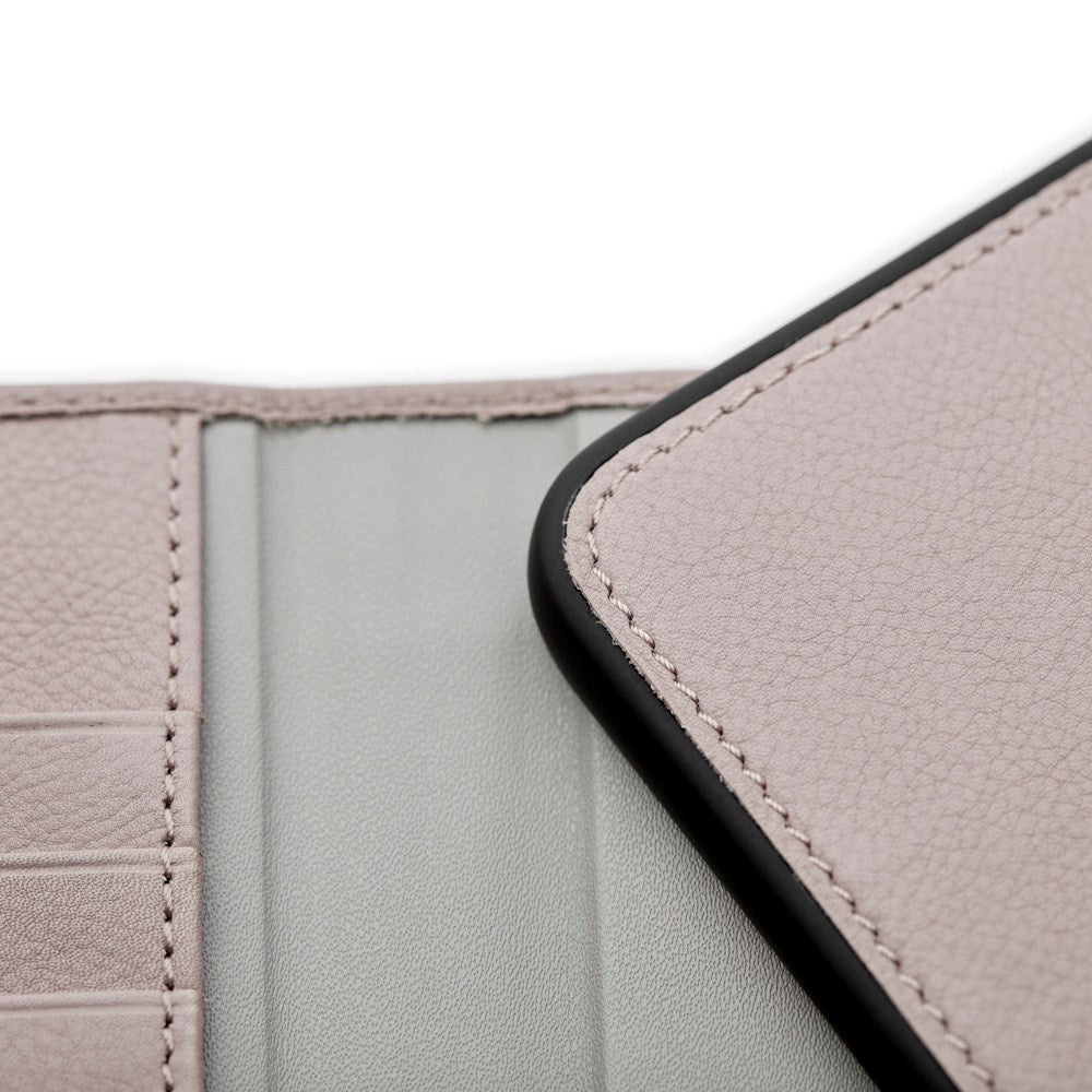 Trunk iPhone 12 Mini Ægte Læder Flip Cover m. Aftageligt Bagsidecover - Lyserød