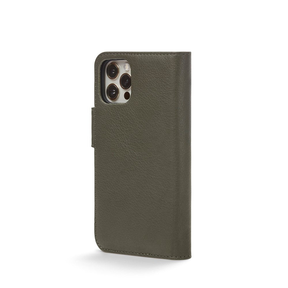 Trunk iPhone 12 Mini Ægte Læder Flip Cover m. Aftageligt Bagsidecover - Grøn