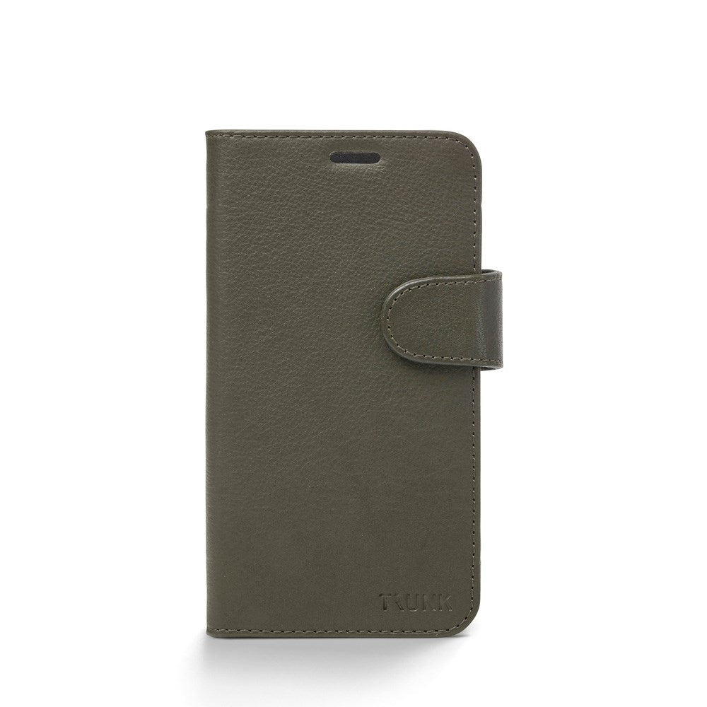 Trunk iPhone 12 Mini Ægte Læder Flip Cover m. Aftageligt Bagsidecover - Grøn