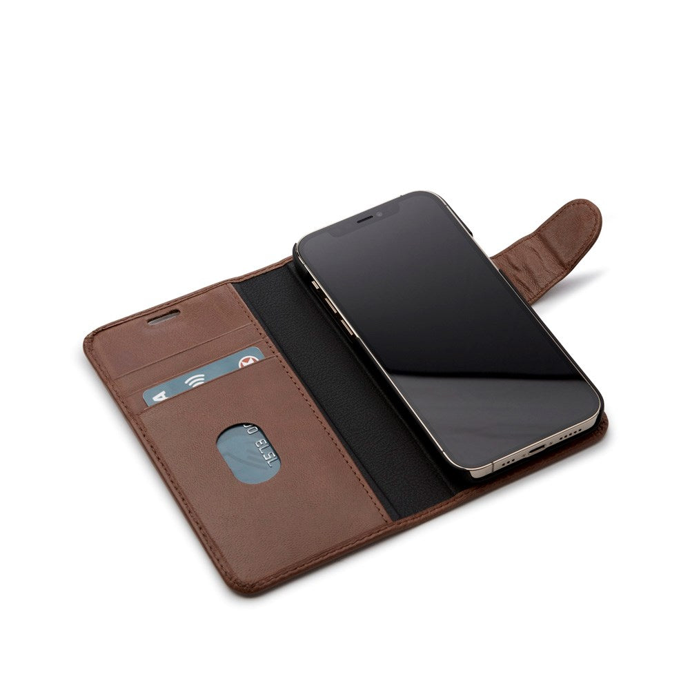 Trunk iPhone 12 Pro Max Ægte Læder Flip Cover m. Aftageligt Bagsidecover - Brun